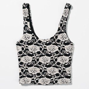 Sparkle & Fade Floral Lacey Cropped Tank Top